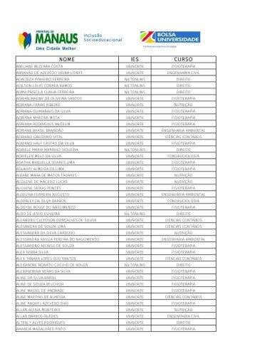 NOME IES CURSO - Bolsa Universidade