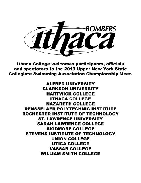 2013 UNYSCSA Championship Program - Ithaca College Athletics