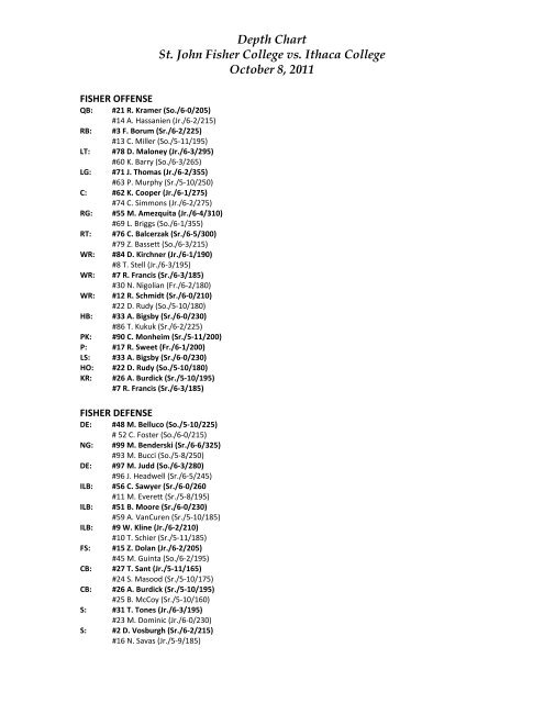 2011 Football Game Notes - Ithaca College Athletics