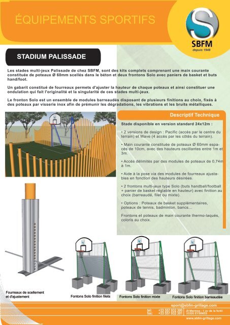 ÉQUIPEMENTS SPORTIFS - Sbfm grillages