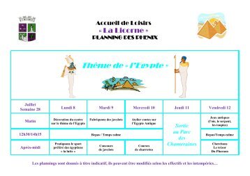 Planning des Phénix (6-8ans) - Saint-Witz