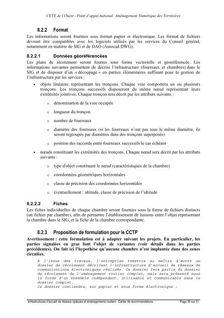 Cahier de recommandations Infrastructures d'accueil de réseaux ...