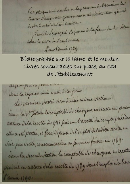 Bibliographie sur la laine et le mouton - Bergerie Nationale de ...