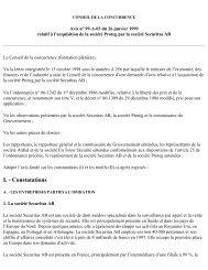 Conseil de la concurrence - Avis n° 99-A-03 du 26 janvier 1999 ...