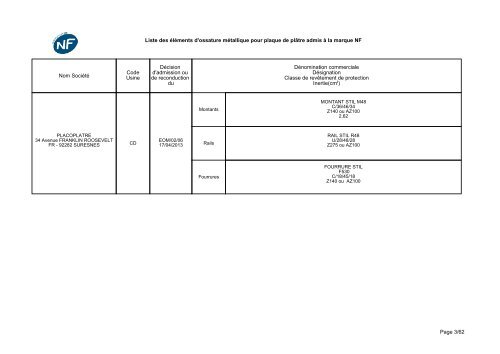 NF-Eléments d'ossatures métalliques - CSTB