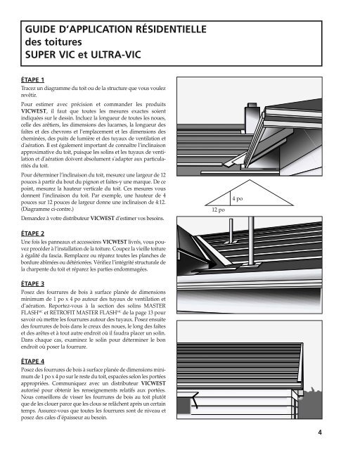 Guide d'installation pour toiture