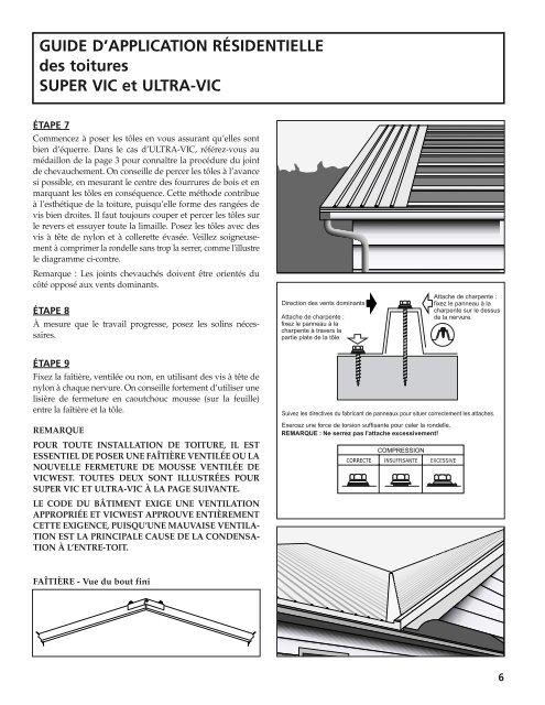Guide d'installation pour toiture