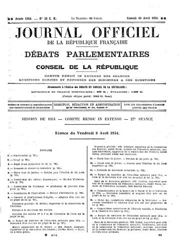Vendredi 9 Avril 1954 - Sénat