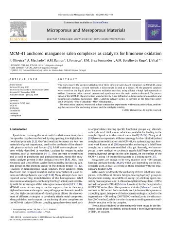 MCM-41 anchored manganese salen complexes as catalysts for ...