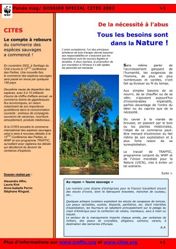 Dossier spécial CITES 2002 - WWF France