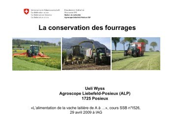 La conservation des fourrages - Agroscope - CH