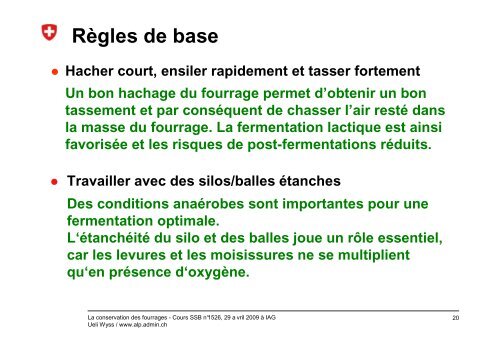 La conservation des fourrages - Agroscope - CH