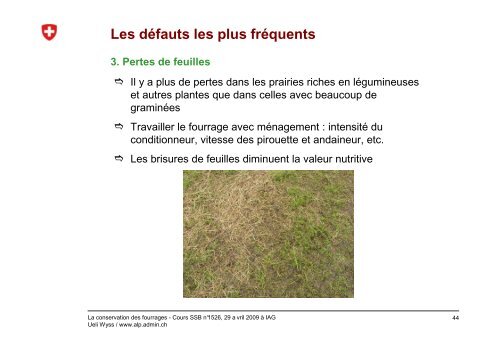 La conservation des fourrages - Agroscope - CH