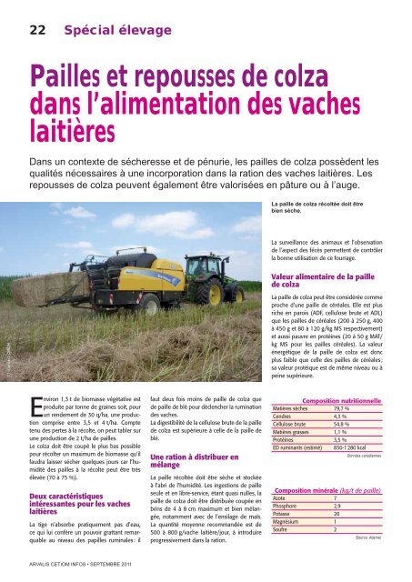 Fourrages et tourteaux - Agriculture de Conservation