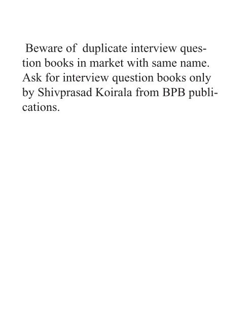Beware of duplicate interview ques- tion books in market with same ...