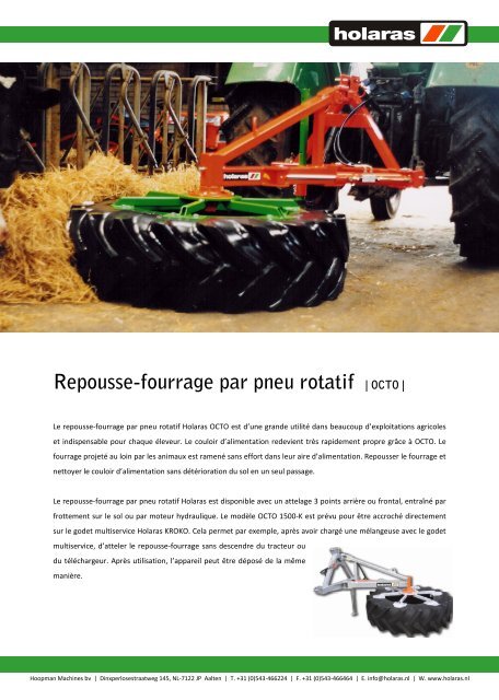 Repousse-fourrage par pneu rotatif | OCTO | - Holaras