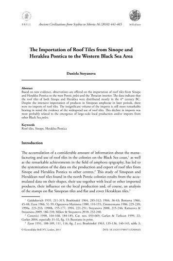 The Importation of Roof Tiles from Sinope and Heraklea Pontica to ...