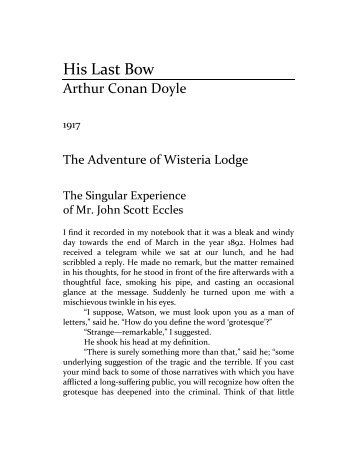 Arthur Conan Doyle - His Last Bow.pdf - Bookstacks