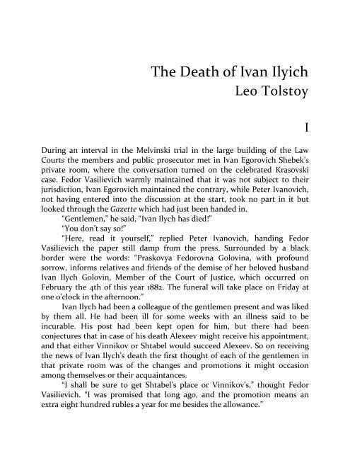 Leo Tolstoy - The Death Of Ivan Ilyichpdf - Bookstacks