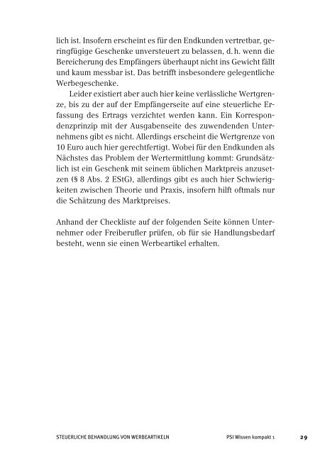 "Steuerliche Behandlung von Werbeartikeln". - Schneider