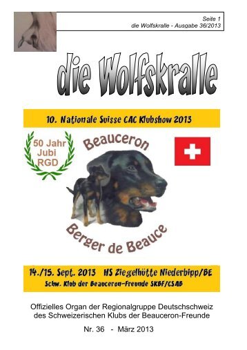 Die Wolfskralle 36 - Beauceron Suisse