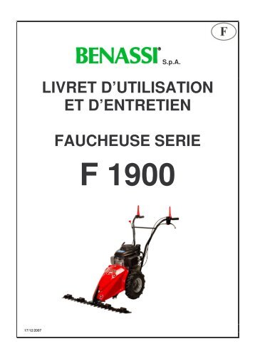 LIVRET D'UTILISATION ET D'ENTRETIEN FAUCHEUSE ... - Benassi