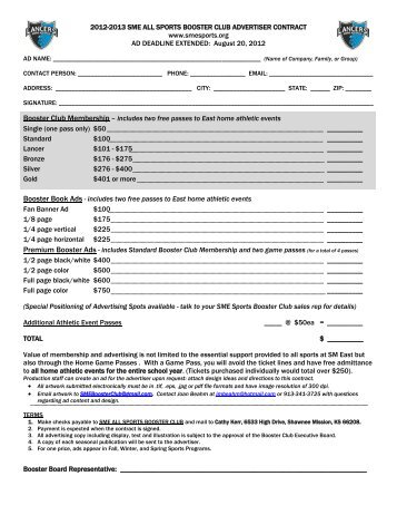 Ad/Membership Form - SME Booster Club - SME Sports