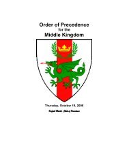 Order of Precedence Middle Kingdom - Midrealm / Middle Kingdom