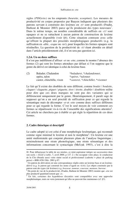 La suffixation en - Laboratoire de Linguistique Formelle - CNRS