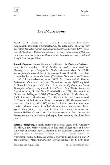 List of Contributors - Books and Journals