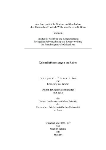 Xylemflußmessungen an Reben - Forschungsanstalt Geisenheim