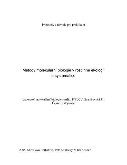 Metody molekulární biologie v rostlinné ekologii a systematice