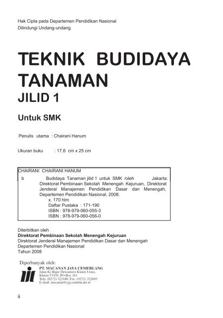 TEKNIK BUDIDAYA TANAMAN JILID 1 Untuk SMK