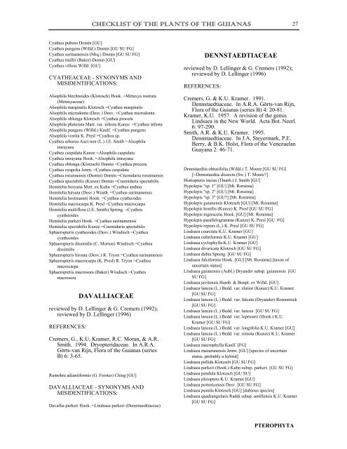 Checklist of the Plants of the Guianas - Department of Botany ...