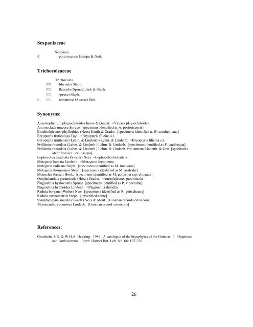 Checklist of the Plants of the Guianas (1992) - Department of Botany ...