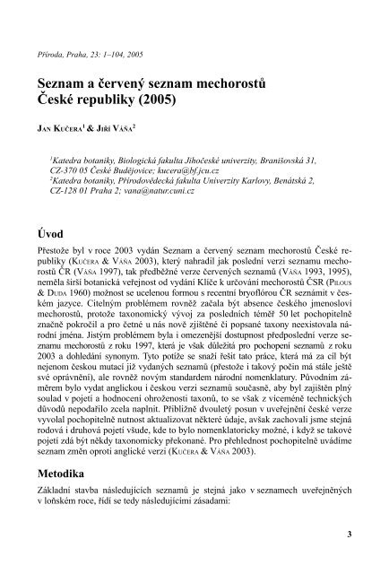 Seznam a červený seznam mechorostů České republiky (2005) (pdf)