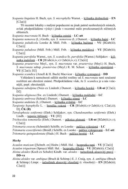 Seznam a červený seznam mechorostů České republiky (2005) (pdf)