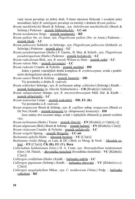 Seznam a červený seznam mechorostů České republiky (2005) (pdf)