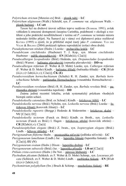 Seznam a červený seznam mechorostů České republiky (2005) (pdf)