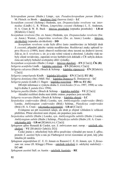 Seznam a červený seznam mechorostů České republiky (2005) (pdf)