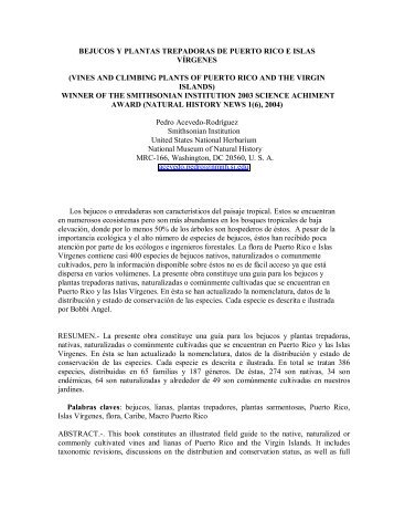 bejucos y plantas trepadoras de puerto rico e islas vírgenes