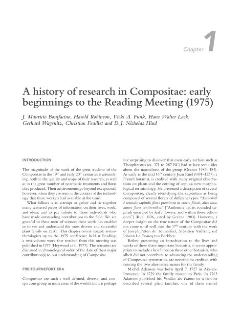 A history of research in Compositae: early beginnings to the ...