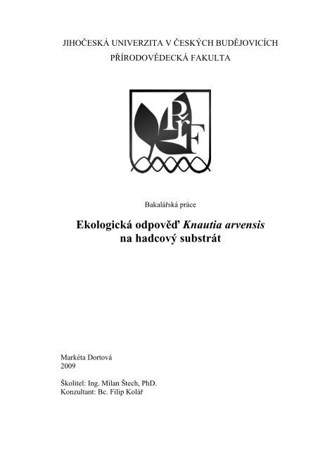 kompletní bakalářská práce bez čísel stránek - Katedra botaniky ...