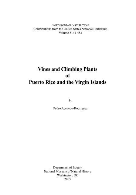 Vines and Climbing Plants of Puerto Rico and the Virgin Islands