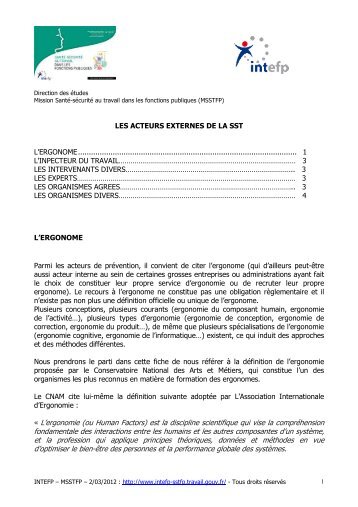 2 Acteurs externes de la SST - Santé - Sécurité au Travail dans les ...