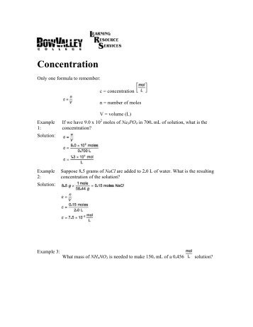 Chemistry 20 Concentration - Bow Valley College