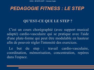 PEDAGOGIE FITNESS : LE STEP - bp hiver 2010