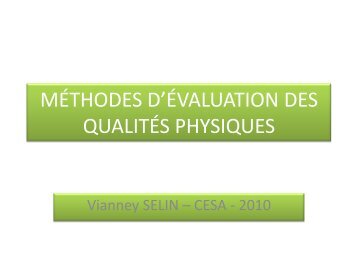 methodes d'evaluation des qualites physiques - bp hiver 2010