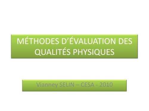 methodes d'evaluation des qualites physiques - bp hiver 2010