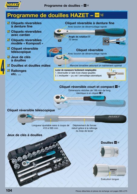 Outils en acier fin inoxydables HAZET